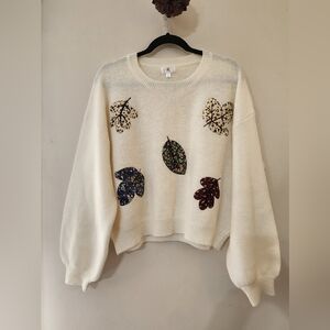 Krush Kandy Free Fall Leaf Patchwork Sweater. Size L.